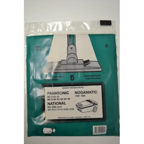 Stofzuigerzakken Panasonic,MC E 80-81, MC E 90-91-91-93-95 National,MC 8000 serie, MC 8010-8110-8120-8130,Nogamatic,1100-1200